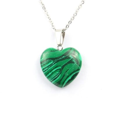 Malachiet Hartje - Natuursteen - ketting - hanger - natuursteen - wicca