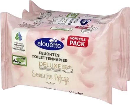 Alouette Vochtig Toiletpapier - Deluxe Sensitive | Voordeelpack - set van 3 - 3x50 Doekjes