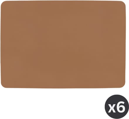 ZICZAC - Placemat TOGO - SET/6 - Dubbelzijdig - Kunstleer - 33x45 cm, indiantan