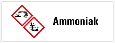 Ammoniak 2 GHS tekststicker 280 x 105 mm