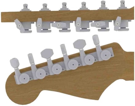 Hipshot HS6K1VEL0SS Vintage gitaar tuner upgrade kit, 6 inline Grip-Lock, closed satin staggered