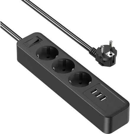 VELTRR® Stekkerdoos met USB - Verdeelstekker - Stopcontact Splitter - Zwart