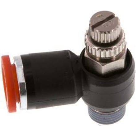 L-stuk Regelventiel 8 mm - R1/8'' Regeling-in Messing/Nylon