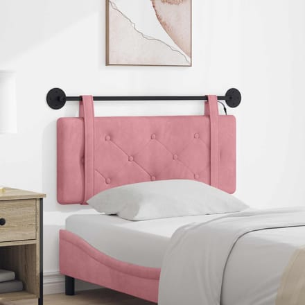 vidaXL - Hangend - hoofdbord - Met - LED-verlichting - Roze - Fluweel
