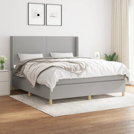 vidaXL - Boxspring - met - matras - stof - lichtgrijs - 180x200 - cm