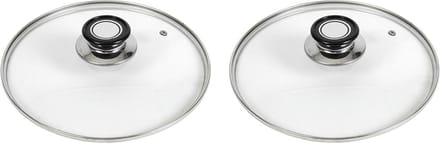 Pannendeksel - 2x stuks - voor pannen van D29,5 cm - universeel - glas