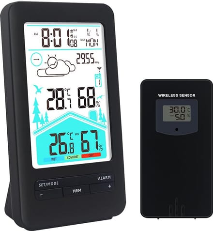 Draadloos Weerstation met Buitensensor: Thermometer, Hygrometer en Weersvoorspelling