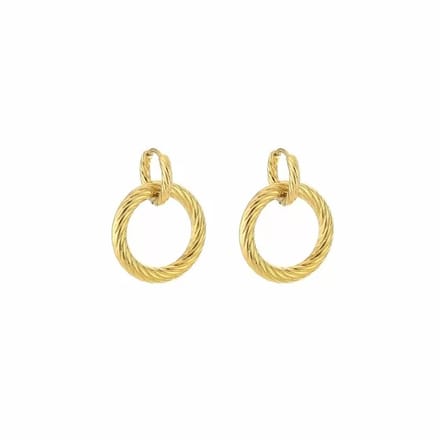 Bijoutheek Oorhangers 2 Gedraaide Circles Goud
