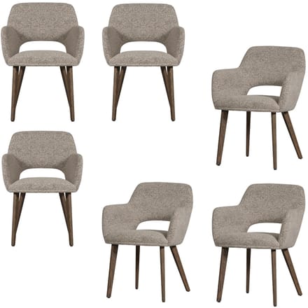 WOOOD Murat Eetkamerstoelen Houten Bruine Poot - Naturel - Set van 6