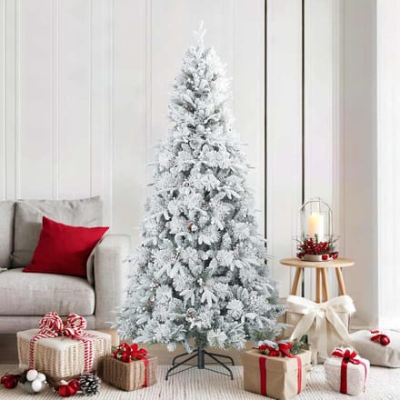vidaXL - Kunstkerstboom - met - Scharnier - en - Sneeuw - Vilt - Wit - 180 - cm