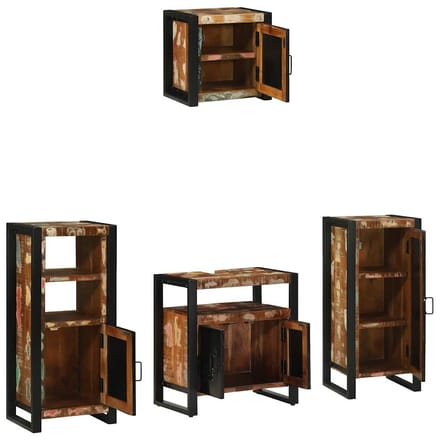 vidaXL Badkamermeubel Set met lade 4 pcs Massief Gerecycleerd Hout