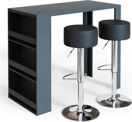 Vicco Bartafel set – 57 x 117 cm met 2 barkrukken Antraciet
