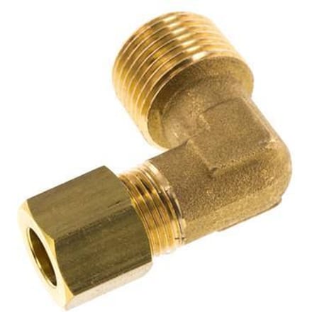 R 3/8'' Buitendraad x 8mm Messing L-Knelfitting 90 graden 135 Bar DIN EN 1254-2