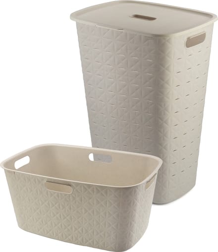 Curver Softex Wasmand met Deksel 56L + Wasmand 45L - Beige
