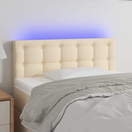 vidaXL - Hoofdbord - LED - 90x5x78/88 - cm - stof - crèmekleurig
