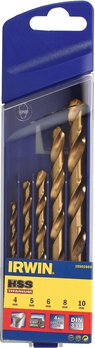 Irwin HSS Titanium Serie - Metaalboor Set - 4.0-10.0mm - Titaan Gecoat - 5 Stuks