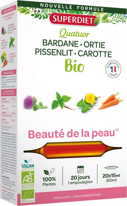 Superdiet Quatuor Beauté de la Peau Bio 20 Ampullen
