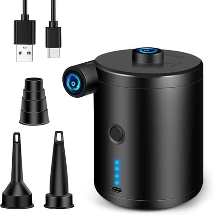 Mini luchtpomp – 4000mAh, 3 mondstukken, camping