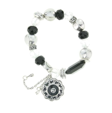 Behave - elastische armband - zwart zilverkleur - trendy detail