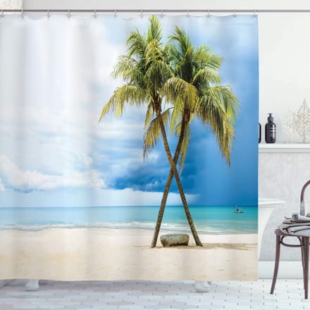 ABAKUHAUS Hawaii douchegordijn – Polyester – 175x200 cm – groen/blauw – waterafstotend