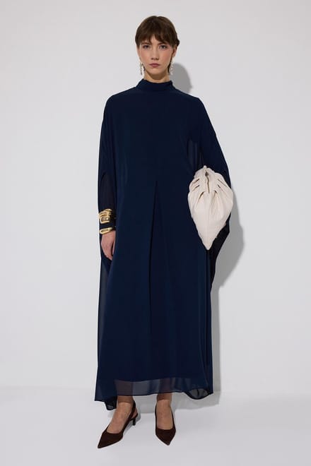 Touché Privé - Chiffon jurk met vleermuismouwen - Marine - Dames