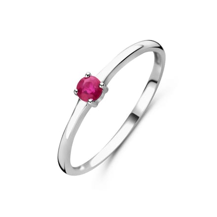 Gerhodineerd Zilver Ring Met Geboortesteen Robijn Juli 1337045