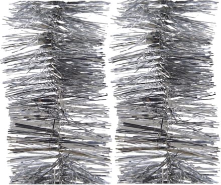 4x decoris kerstslinger-guirlande - zilver - glanzend lametta - 270 cm