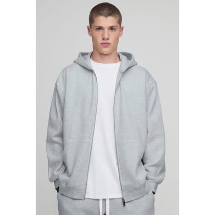 Basic oversized hoodie met ritssluiting | Grey Marl | Size Small