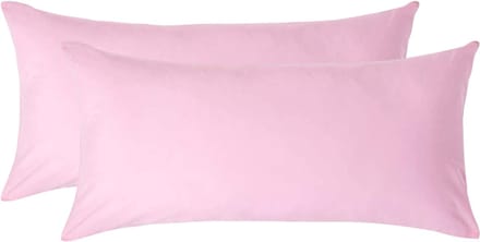 Homescapes Kussensloop 40x80 cm Set van 2 – Roze – 100% Egyptisch Perkal Katoen – 200 TC