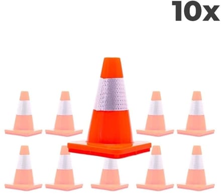 10-pack Verkeerskegel - Oranje wit - 30 cm - Soepel