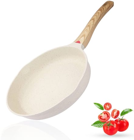 Koekenpan - Wokpan - hapjespan inductie krasbestendig coating - Ivory - PFOA free - 24cm -