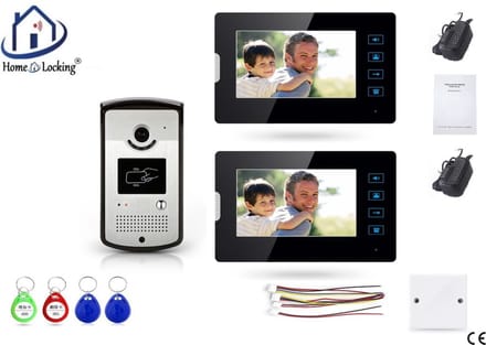 Home-Locking complete deur intercom/videofoon met 2 binnen panelen.DT-2200-1-2