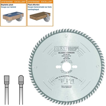 CMT Platencirkelzaag HW 250x30x3,2 Z80 HPL, Kunststof