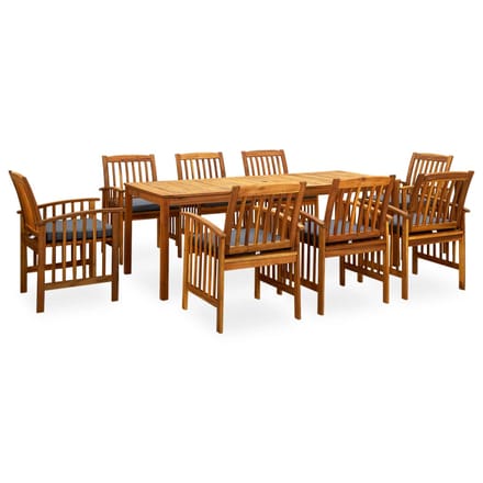 vidaXL - 9-delige - Tuinset - met - kussens - massief - acaciahout