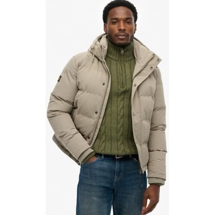 Superdry Everest Korte Gewatteerde Jas Met Capuchon Dark Grey Grootte: S