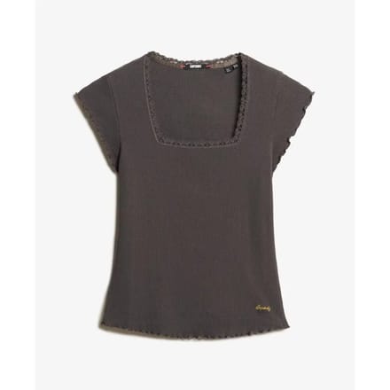Superdry - Essential T-shirt met Vierkante Hals Slanke Pasvorm - Dames - T-shirts