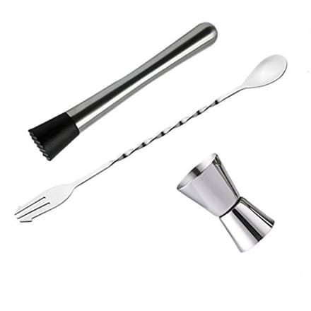 Cocktail Menglepel Stamper en 15ml 30ml Jigger Roestvrij Staal Bar Gereedschap Set voor Thuis gray