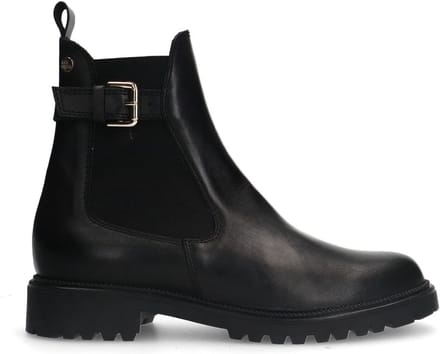 No Stress - Dames - Zwarte leren chelsea boots met gesp - Maat 37