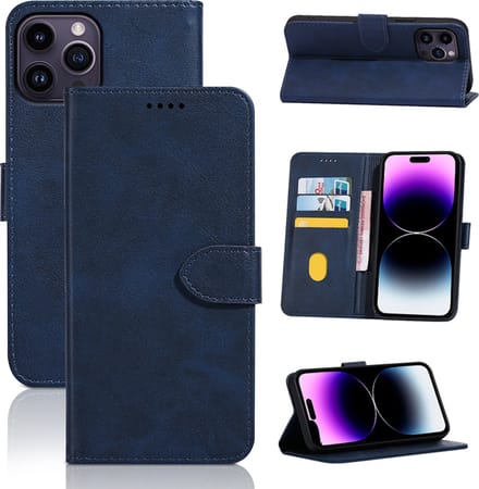 Hoesje geschikt voor iPhone 16 Plus - Bookcase - Pasjeshouder - Portemonnee - Kunstleer - Blauw