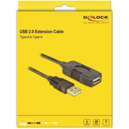 Delock 82689 USB-kabel USB 2.0 USB-A stekker, USB-A bus 15.00 m Meerdere kleuren