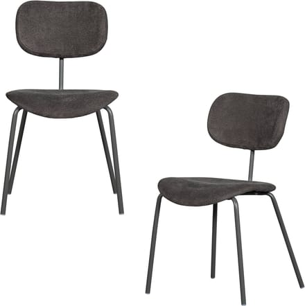 WOOOD Link Eetkamerstoelen - Ribstof - Bruin/Grijs - Set van 2