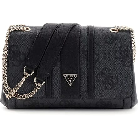 GUESS schoudertas Noelle II Convertible Xbody Flap Bag Coal Logo donkergrijs