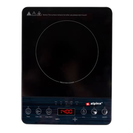 Alpina Inductieplaat - 1-Pits Kookplaat - 2000 W - Zwart