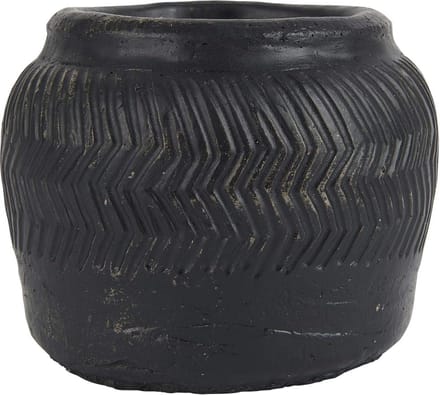 Ib Laursen - Bloempot Ceasar - Zwart cement - Handgemaakt - Uniek