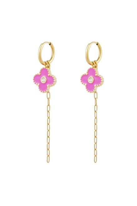 YWG - Oorbellen wonderful clover - roze Goud kleur