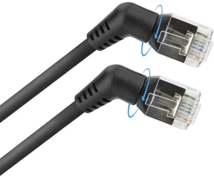 ACT Zwarte 2 meter U/FTP CAT6A Slimline patchkabel met draaibare 360° RJ45-connectoren DD1902