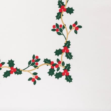 Feeric christmas tafelkleed kerst - wit met hulst -polyester -240 x 140 cm