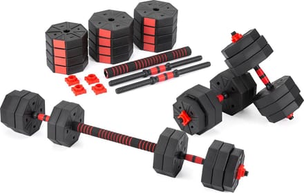 Gymtek® Halterset Halters en Halterstang - 2x 15kg - Halters Verstelbaar, Gewichtstraining Thuis, Halterset van 2 en Halterstang