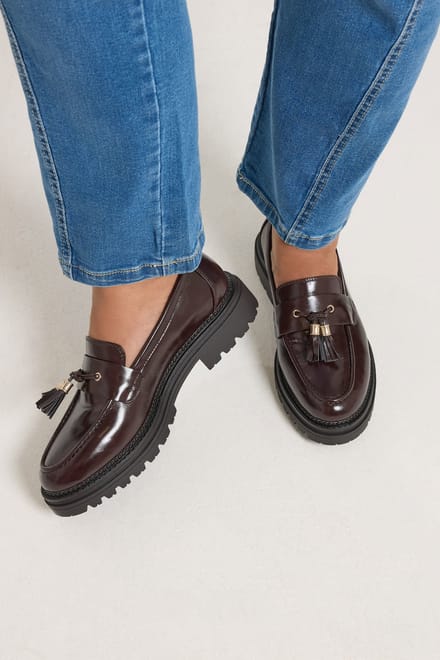 Yours Chocoladebruine Loafers Van Imitatieleer Met Kwastjes In Brede Epasvormsize 42E