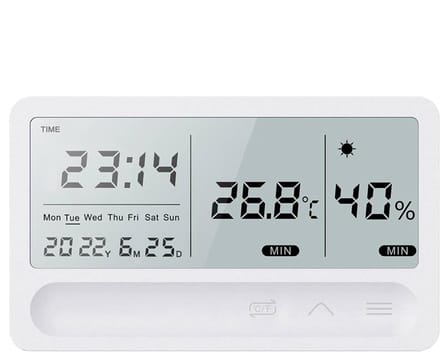 Luchtkwaliteitsmeter Interieur - Digitaal Klimaatdisplay - Binnenklimaat Monitoren - Geavanceerde Vochtbewaking - Temperatuur Vochtigheid - Wit